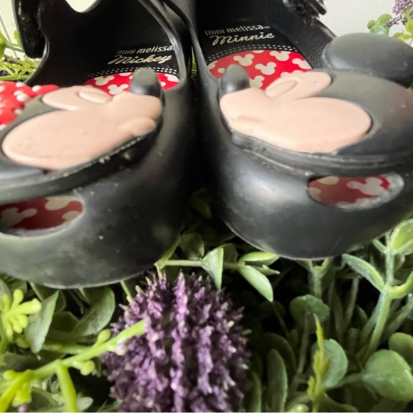 Mini Melissa Kissing Mickey Minnie Disney Mary Janes Shoes Sandals Black size 6 - Picture 4 of 9